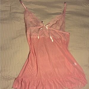 Elegant Pink Lace Chemise
